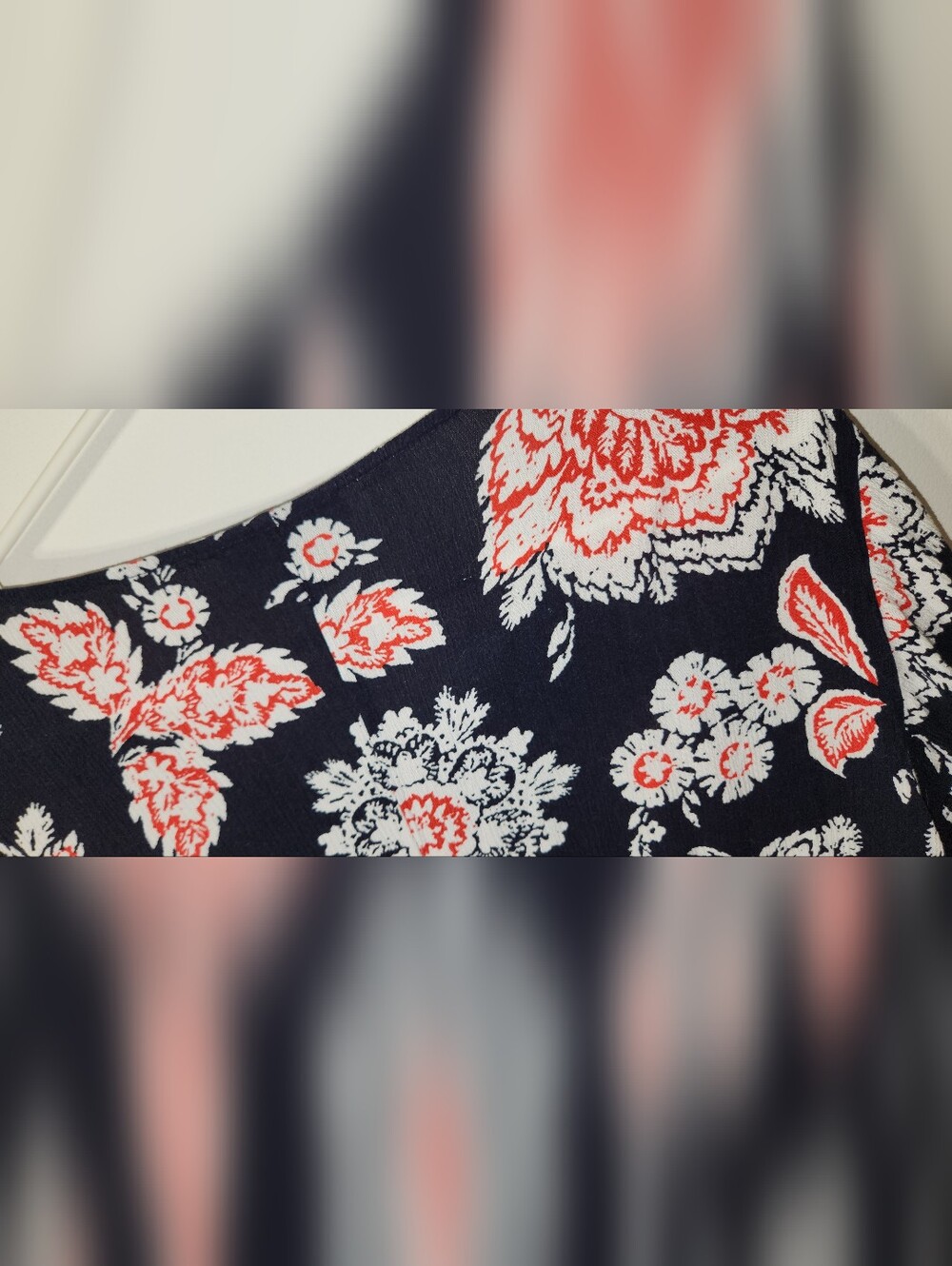 💙🧡Lane Bryant🧡💙 Navy Floral Short-Sleeve Ruffle Tee - Coral & White 20 - Picture 9 of 13